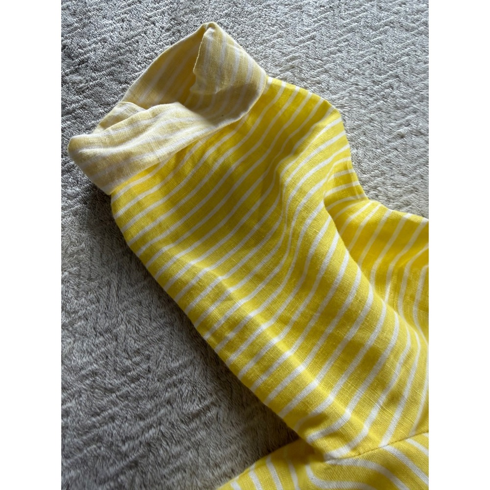 Talbots Womens Yellow White Striped 100% Linen Embroidered V-Neck Tunic Top S - Picture 8 of 16